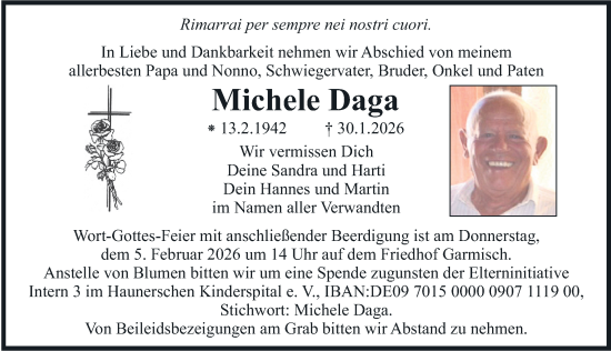 Traueranzeige von Michele Daga von merkurtz