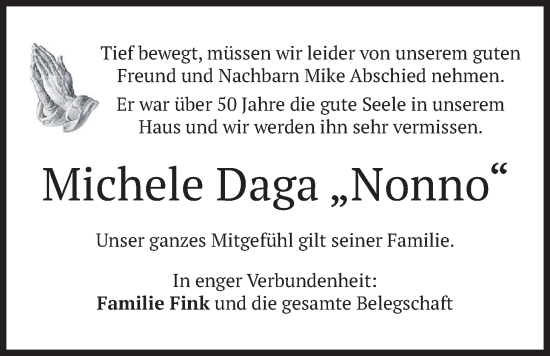 Traueranzeige von Michele Daga von merkurtz