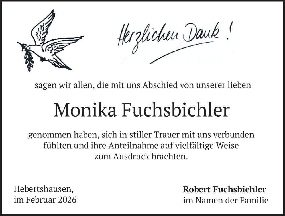  Traueranzeige für Monika Fuchsbichler vom 07.02.2026 aus merkurtz
