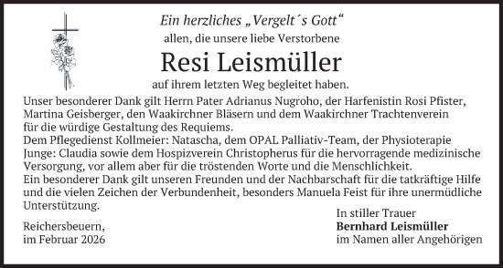 Traueranzeige von Resi Leismüller von merkurtz