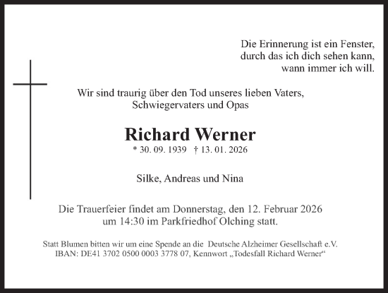 Traueranzeige von Richard Werner von merkurtz