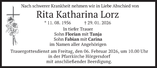 Traueranzeige von Rita Katharina Lorz von merkurtz