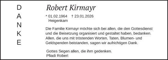 Traueranzeige von Robert Kirmayr von merkurtz