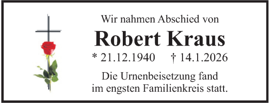 Traueranzeige von Robert Kraus von merkurtz