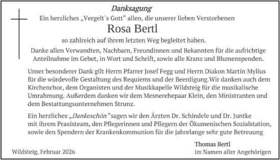Traueranzeige von Rosa Bertl von merkurtz