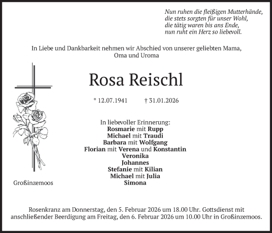 Traueranzeige von Rosa Reischl von merkurtz