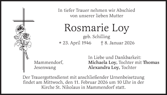 Traueranzeige von Rosmarie Loy von merkurtz
