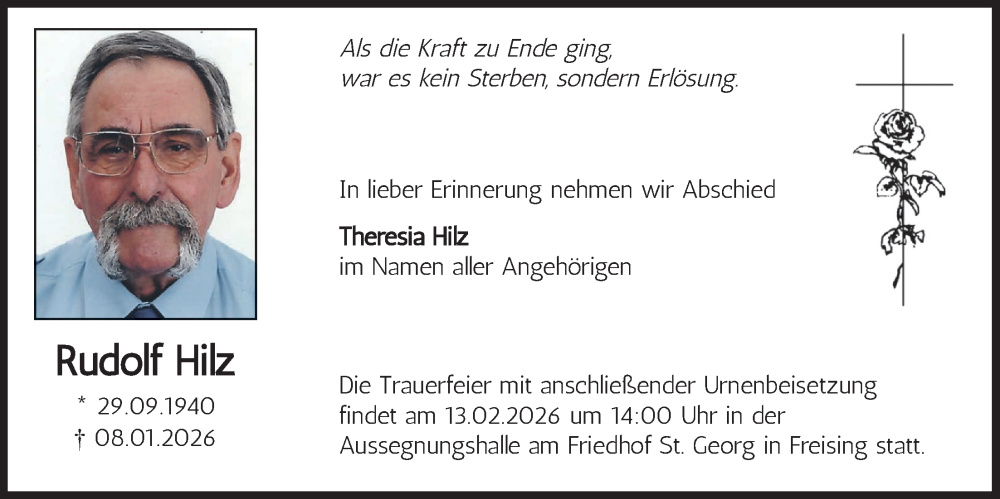  Traueranzeige für Rudolf Hilz vom 07.02.2026 aus merkurtz