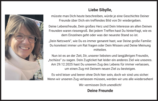 Traueranzeige von Sibylle Schmidt von merkurtz