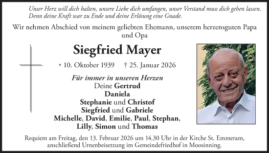 Traueranzeige von Siegfried Mayer von merkurtz