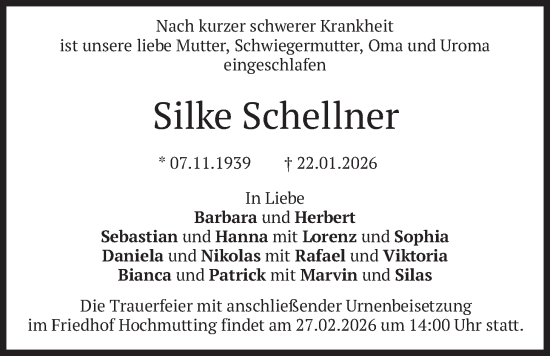 Traueranzeige von Silke Schellner von merkurtz