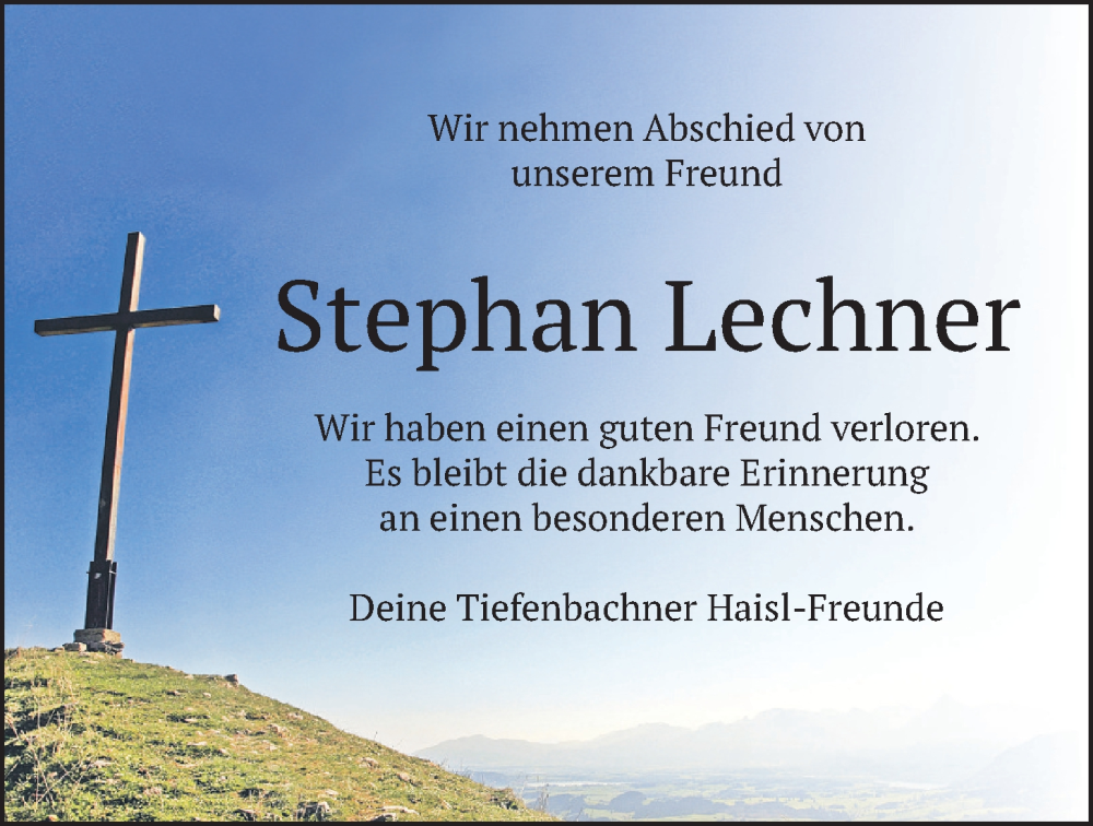  Traueranzeige für Stephan Lechner vom 11.02.2026 aus merkurtz