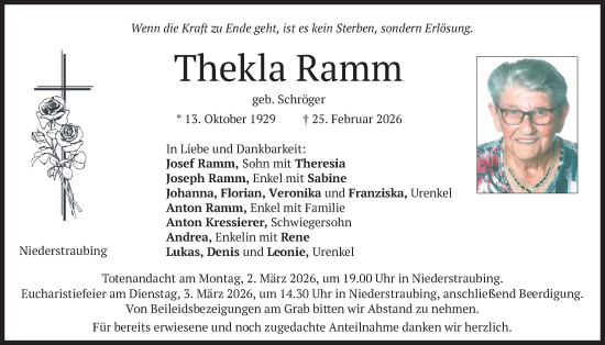 Traueranzeige von Thekla Ramm von merkurtz