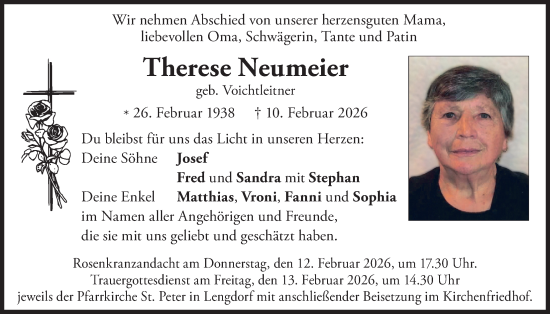 Traueranzeige von Therese Neumeier von merkurtz
