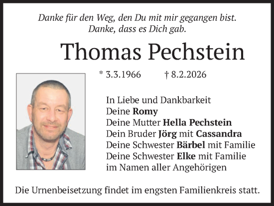 Traueranzeige von Thomas Pechstein von merkurtz