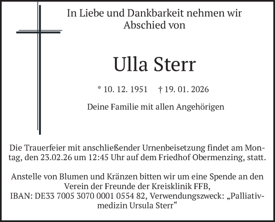 Traueranzeige von Ulla Sterr von merkurtz