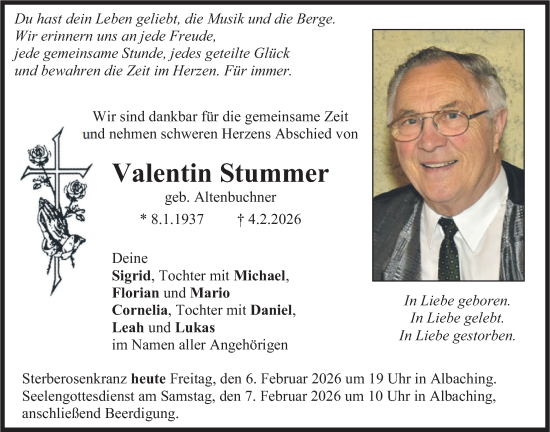 Traueranzeige von Valentin Stummer von merkurtz