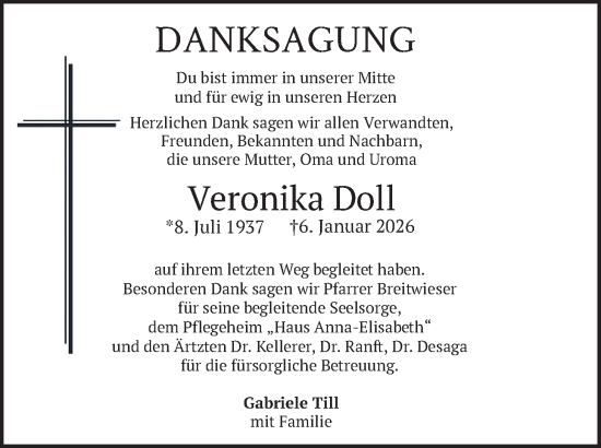 Traueranzeige von Veronika Doll von merkurtz