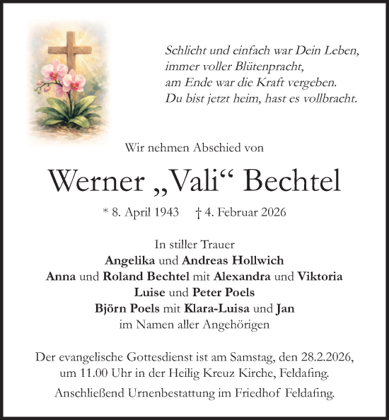 Traueranzeige von Werner Bechtel von merkurtz