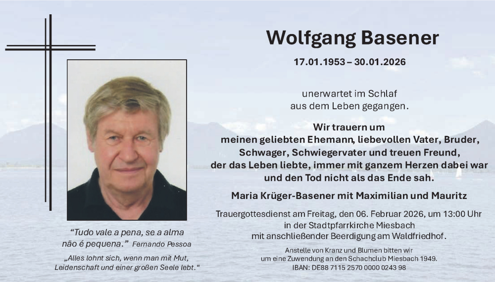  Traueranzeige für Wolfgang Basener vom 03.02.2026 aus merkurtz