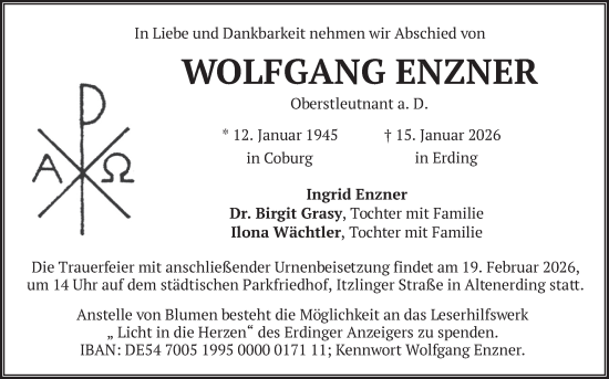 Traueranzeige von Wolfgang Enzner von merkurtz